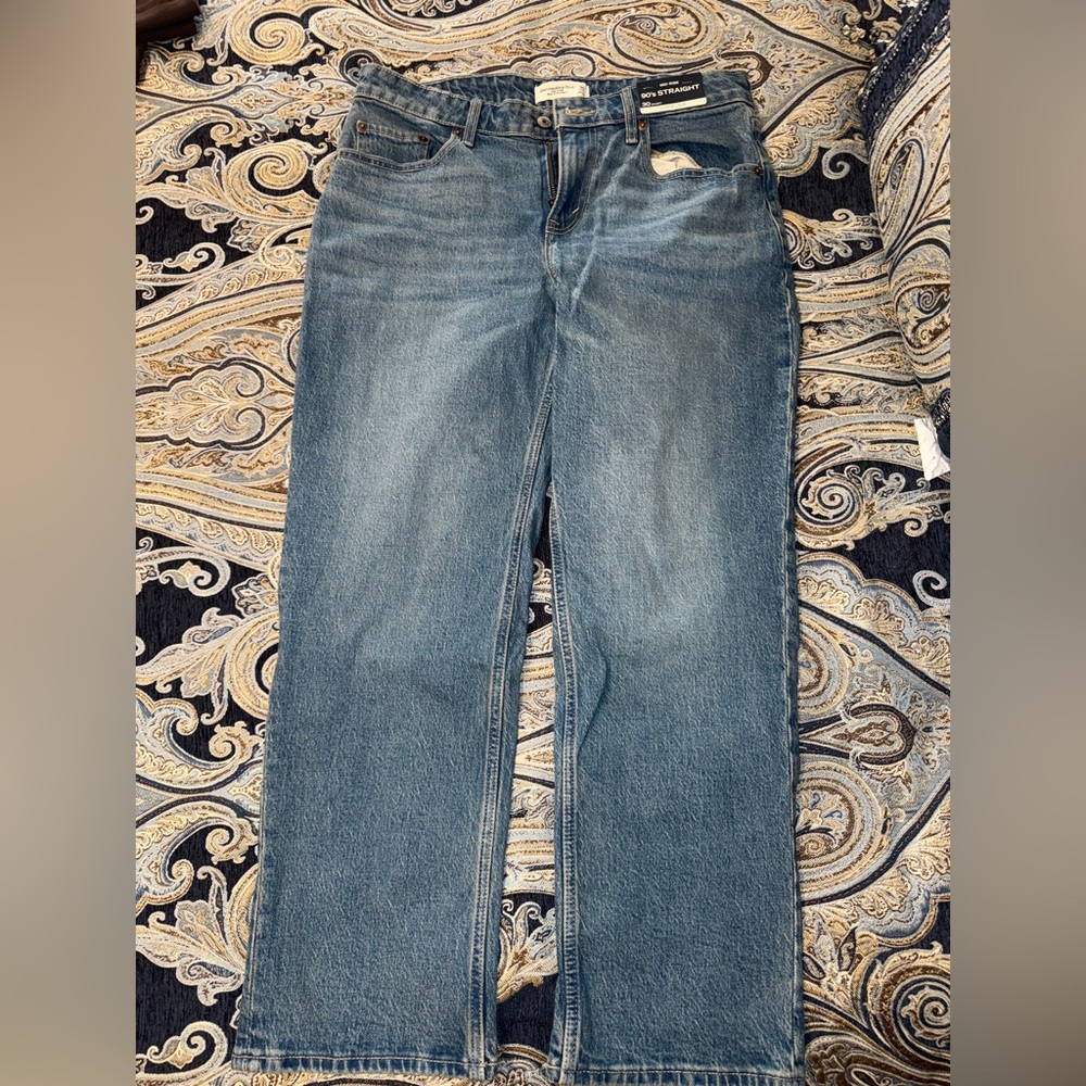 Abercrombie & Fitch Mid Rise 90s Straight Curve Love Blue Jeans 30 Short